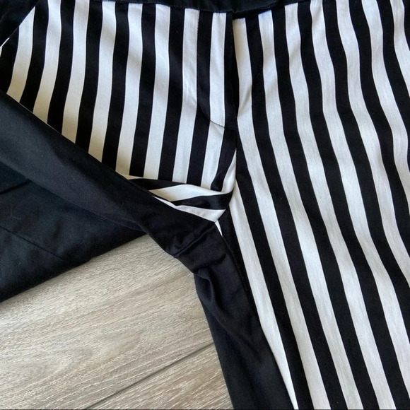 Cynthia Rowley Black White Striped Two Tunes  Stretchy Cropped Pants - Picture 5 of 12